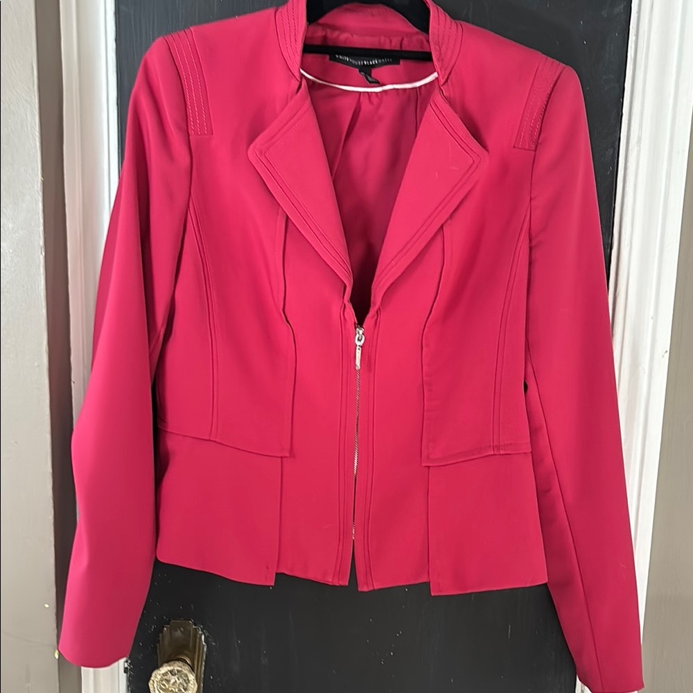 White House Black Market Red Blazer Elegant Suit Jacket WHBM motto blazer